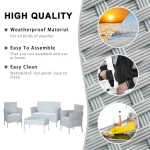 Salon de jardin en résine tressée BIGZZIA, ensemble de 4 meubles table 1 canapé 2 places, 2 fauteuils en résine , gris – Image 8