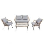 Salon de jardin CAIRO 4 personnes - Noir et brun