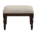 Pouf en frêne et en tissu mastic grisé - Édouard