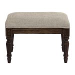 Pouf en frêne et en tissu mastic grisé - Édouard – Image 3