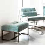 Pouf en velours vert bleuté - Nolan – Image 12